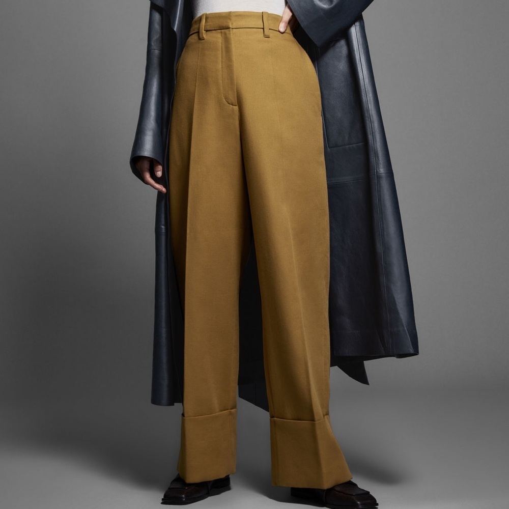 COS Cuffed Wide Leg Pants in Dark Tan, US10